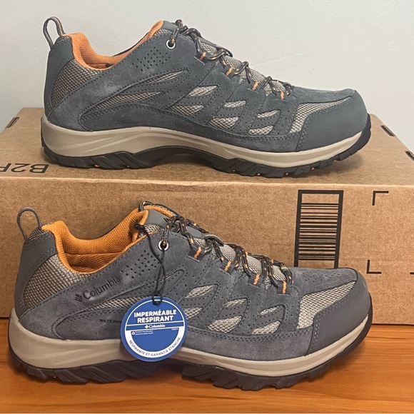 Men’s Columbia Crestwood Gray and Orange Trail Low Hiking Trail Shoes Sz 10 - Picture 3 of 11